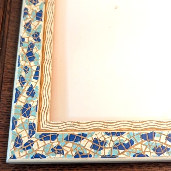 Vintage Custom Made Faux Mosaic Motif Picture/Artwork Frame w/Glass - Picture 11 of 12